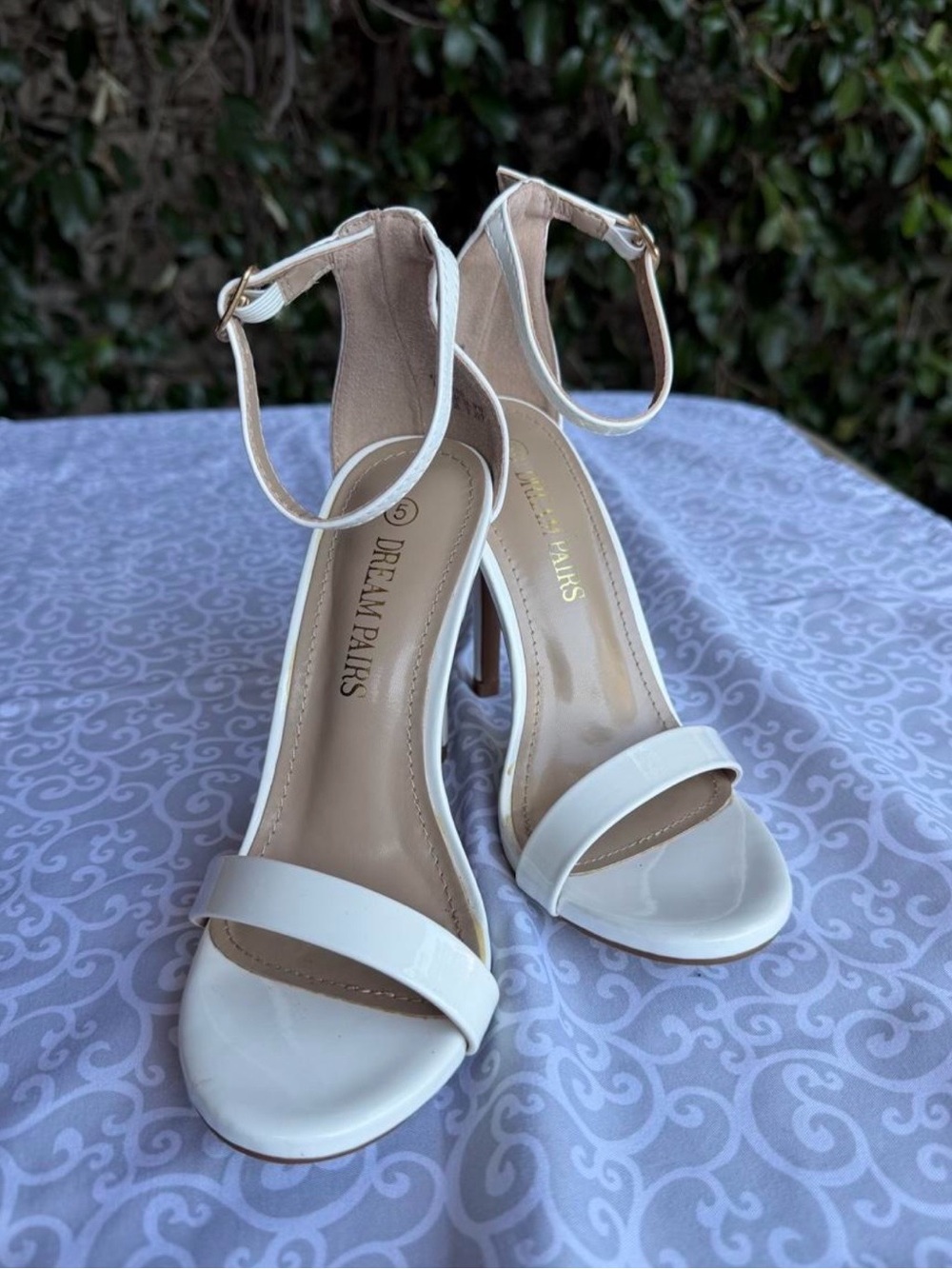Dream Pairs White Patent Ankle-Strap Stiletto Sandals
